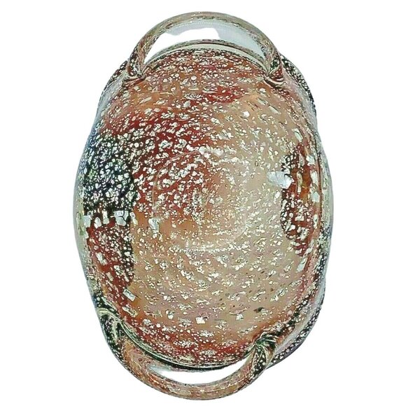 MCM Murano Gold Leaf & Bullicante Amethyst Aventurine Ashtray Folded Bowl - Picture 16 of 16